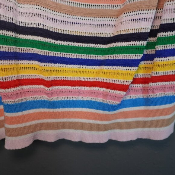 J.Crew Womens Ruffle Strap Tank Multicolor Stripe Knit Size 28Inch Pit To Pit - Picture 3 of 9